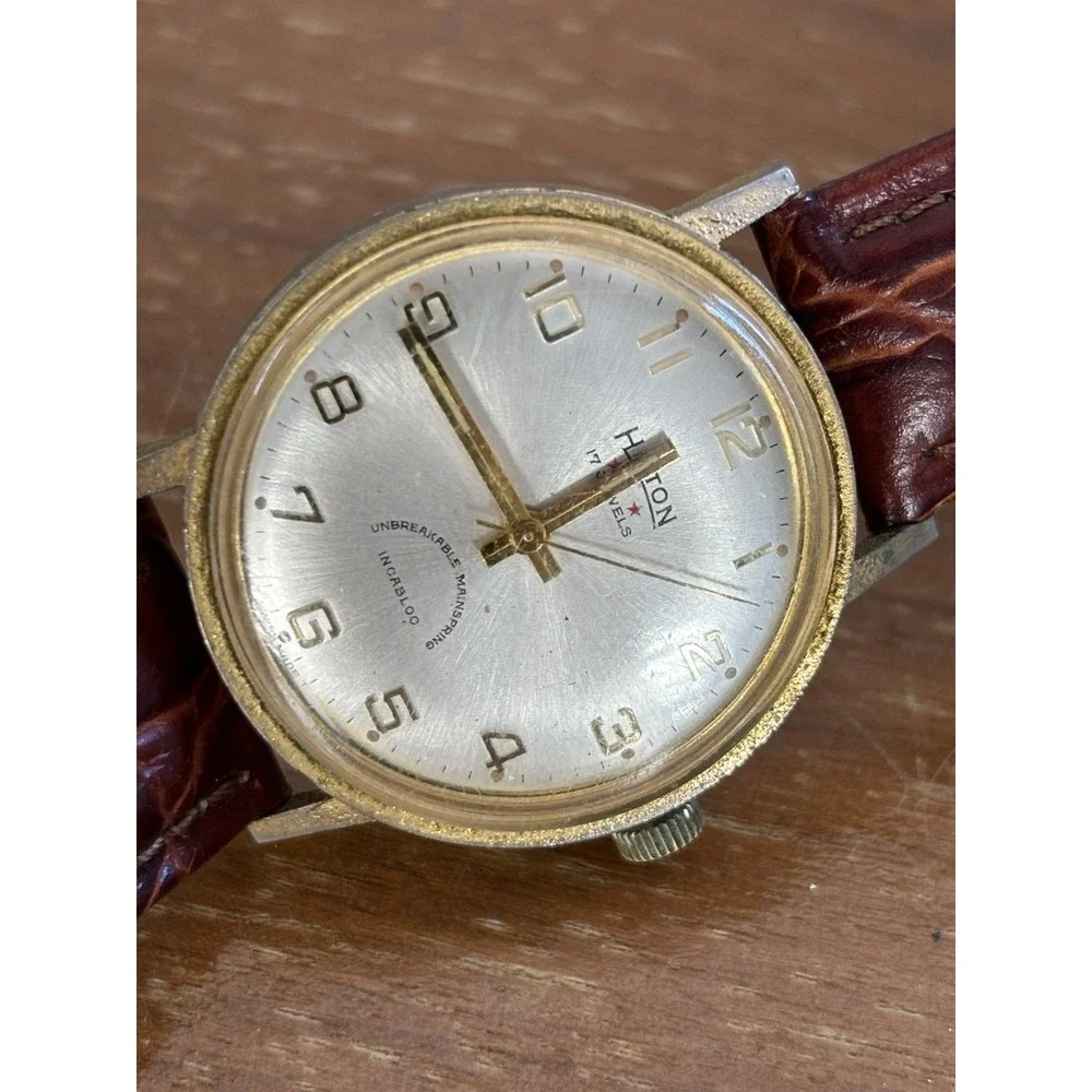 ⭐️Vintage Hilton 17 Jewels Watch Swiss Made⭐️Mechanical Incabloc Manual Wind⭐️